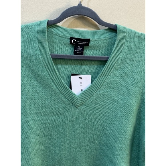 C By Bloomingdales Cashmere Sweater Size XL Green V Neck Long Sleeve‎ Womens - Picture 5 of 12